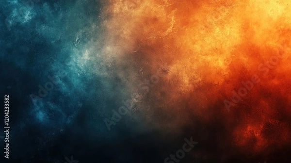 Fototapeta Abstract representation of vibrant blue and orange smoke swirling together, creating a dynamic atmosphere