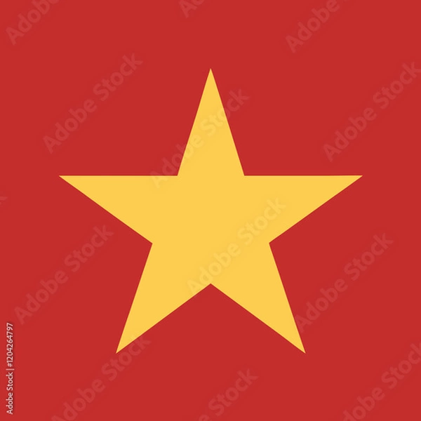 Fototapeta Vietnam Flag: Simple red background with a large yellow star in the center.
