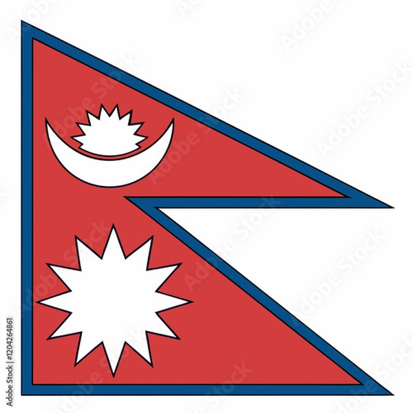 Obraz Nepal Flag: A unique design with two triangular shapes with a sun and moon in them.
