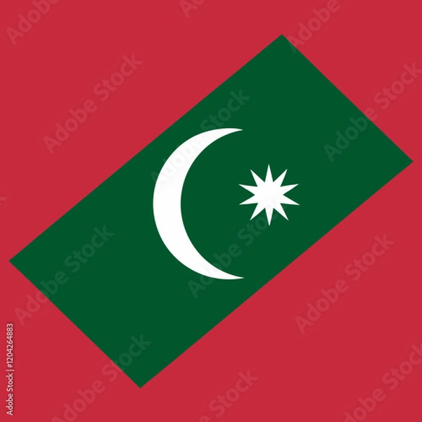 Fototapeta Maldives Flag: Red background with a green rectangle and a white crescent in the center.

