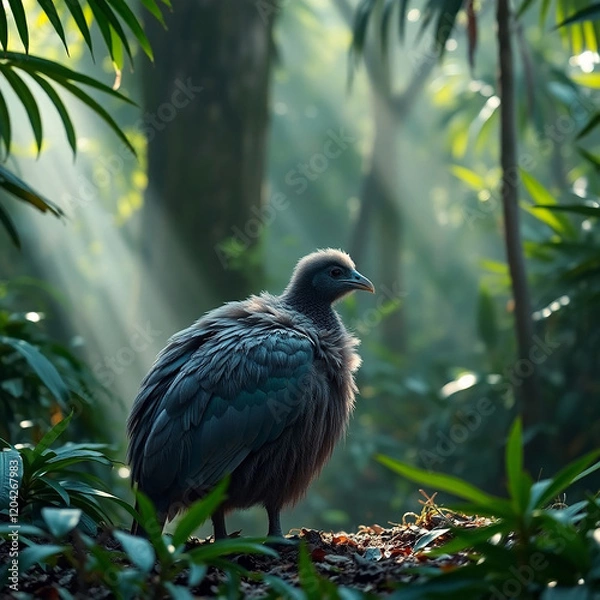 Fototapeta Detailed and Colorful Artistic Rendering of the Extinct Dodo Bird in Natural Tones