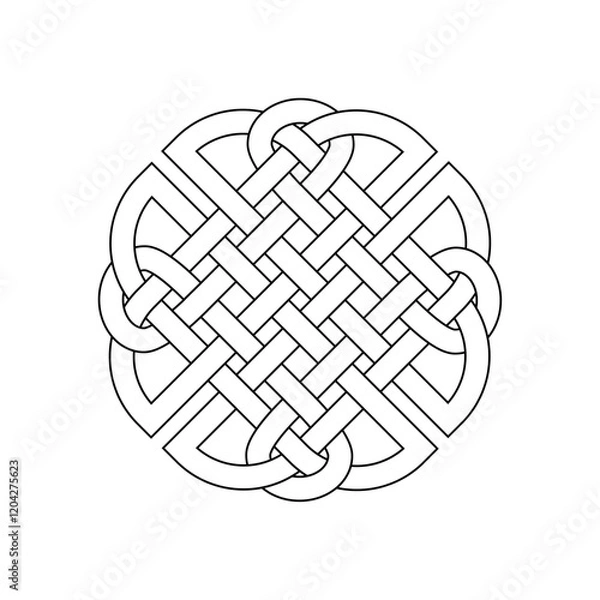 Fototapeta celtic dara knot irish symbol logo icon tattoo isolated on white background. vector illustration.	