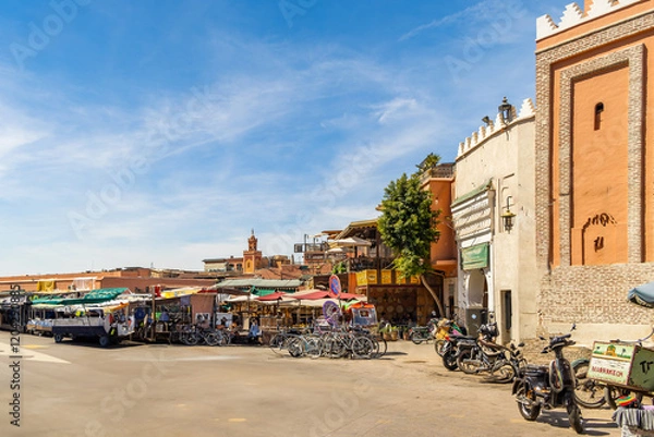 Obraz Jamaa el Fna also Jemaa el-Fnaa, Djema el-Fna or Djemaa el-Fnaa . Marrakesh.