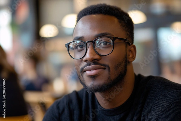Fototapeta A man with glasses is smiling at the camera. Generative Ai.