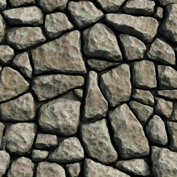 Fototapeta Textured stone wall background with uneven rocks for architectural and design concept