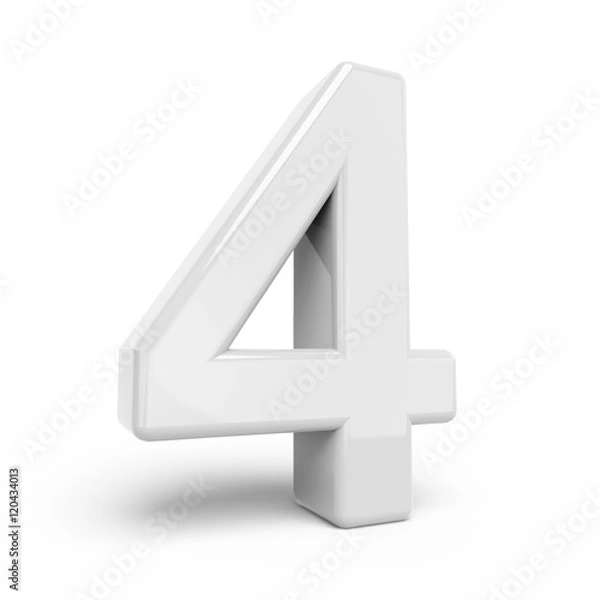 Fototapeta 3D rendering white number 4