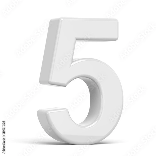 Fototapeta 3D rendering white number 5