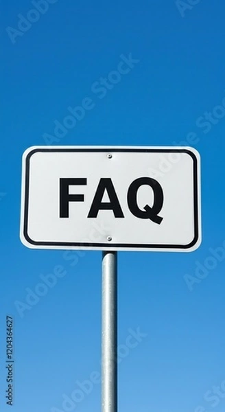 Fototapeta FAQ Sign Against Clear Blue Sky - Frequently Asked Questions Concept.