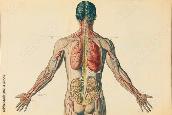 Fototapeta Anatomy Charts   Detailed and colorful diagrams depicting various systems of the human body, illustrating the complexity and functionality of our biological makeup.