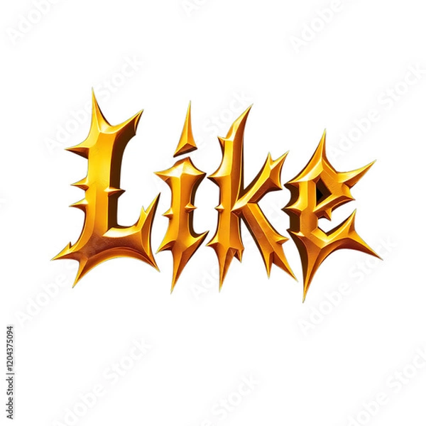 Fototapeta Bold Gold Like Text with Spikes isolated on Transparent background