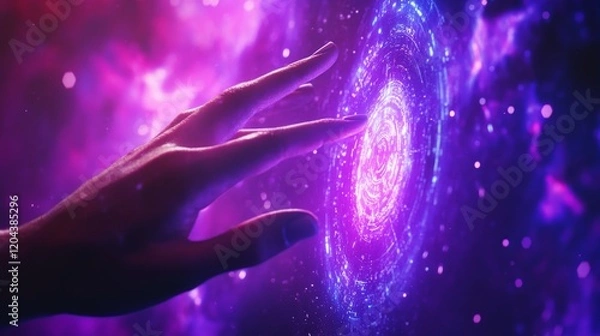 Fototapeta Hand Touching Energy Circle