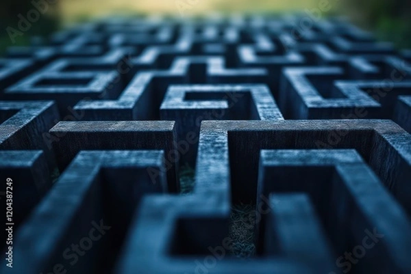 Fototapeta Bar chart in a maze symbolizing strategic planning, with a sleek and modern aesthetic.