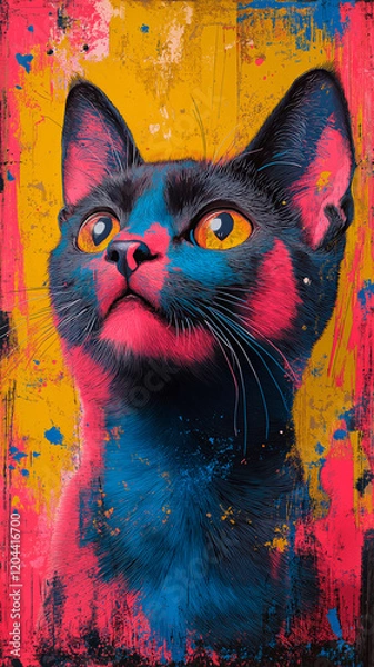 Fototapeta Contemplator of the colorful chaos. Pop art illustration.