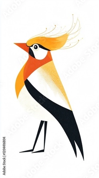 Fototapeta Stylized Bird Illustration: Vibrant Colors, Geometric Shapes, Modern Art - Perfect for Nature Lovers and Art Enthusiasts