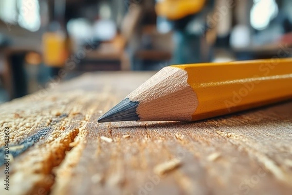 Obraz Carpenter?? pencil marking wood with precision.