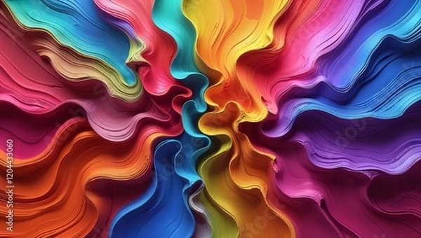 Fototapeta A vibrant 3D digital art piece featuring abstract shapes and colors perfect for contemporary design projects