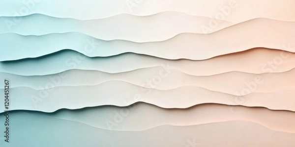 Fototapeta Abstract Wavy Layers Presented in a Soft and Gentle Color Palette for Artistic Appeal