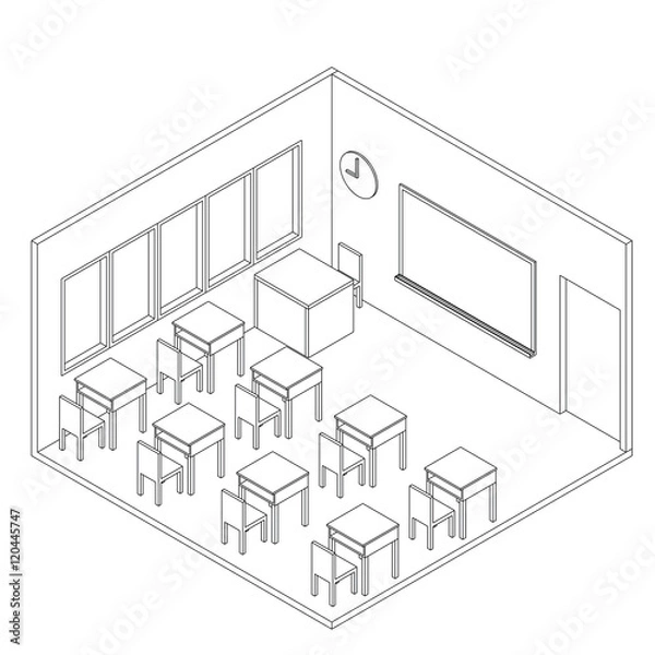 Fototapeta Classroom isometric vector icon
