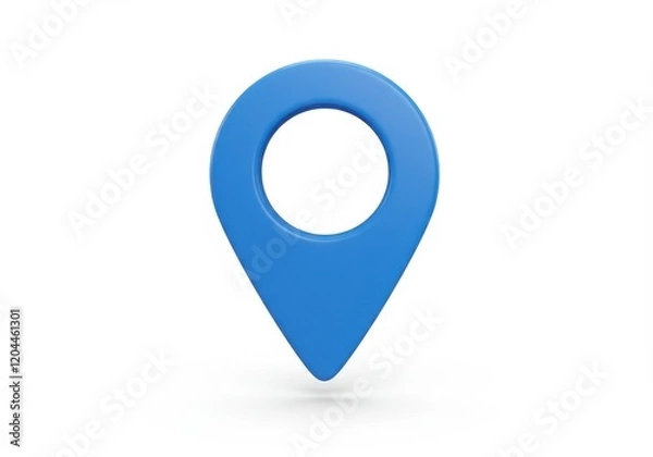 Obraz A 3D illustration of a simple blue map pin with a hollow circular center