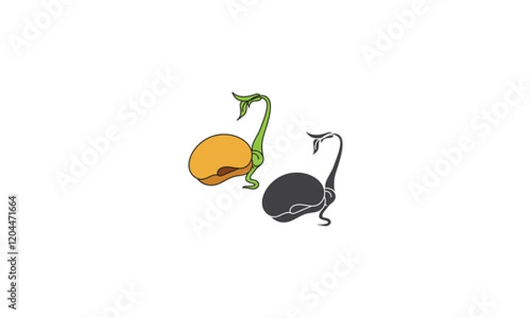 Obraz bean sprout seed plants logo Green cartoon sprout vector illustration.