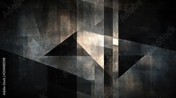 Fototapeta Dark abstract geometric background with layers