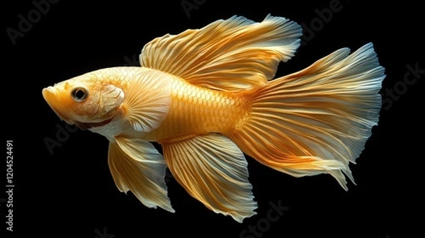 Fototapeta gold Siamese fighting fish movement isolated on black background