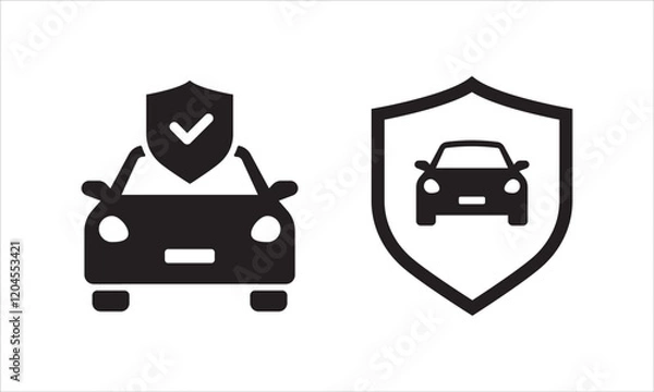 Obraz Car insurance icons. Two symbols of vehicle protection. Car insurance policy concept. Vector elemens. 