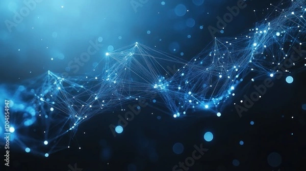 Fototapeta Abstract blue glowing network connection.