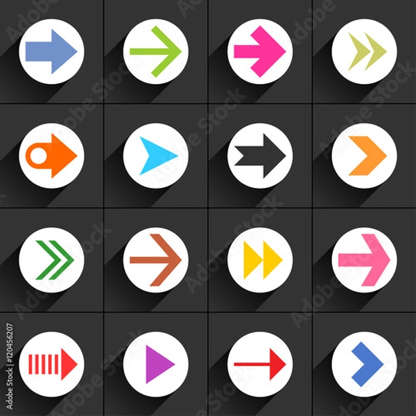 Obraz White arrow icon on black