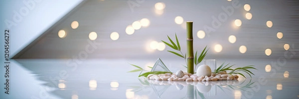 Obraz Serene Spa Still Life Zen Stones Bamboo Lights