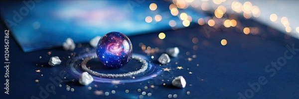 Obraz Mystical Galaxy Glass Ball Space Decor Celestial Sphere Night Sky Universe