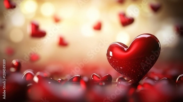 Fototapeta Valentine’s Day greeting card background template with heart shape