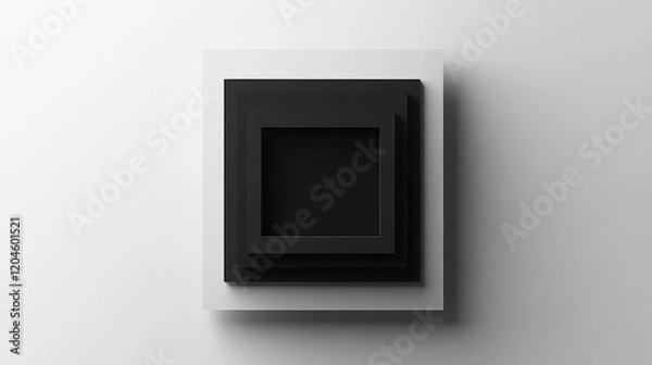 Fototapeta Modern black and white wall art made of layered geometric shapes in a minimalist style. Generative AI