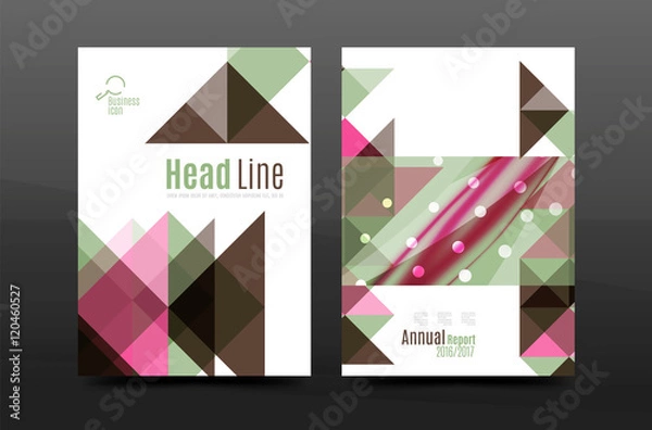 Obraz Colorful geometry design annual report a4 cover brochure template layout, magazine, flyer or leaflet booklet