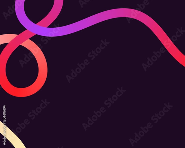 Obraz bright, neon squiggle shapes with smooth curves and loops. vivid colors transition through seamless gradients, blending hues like pink, blue, green, and orange, creating a playful, dynamic effect.