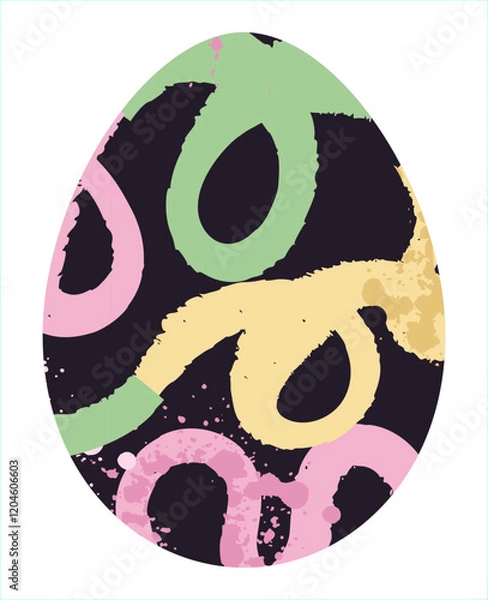 Fototapeta Easter egg, Easter day festival icon, ostern egg illustration with decoration pattern squiggle trxtured brush symbols collection, vector illustration.