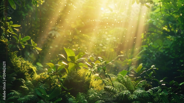 Fototapeta underwater scene with rays of light and sun