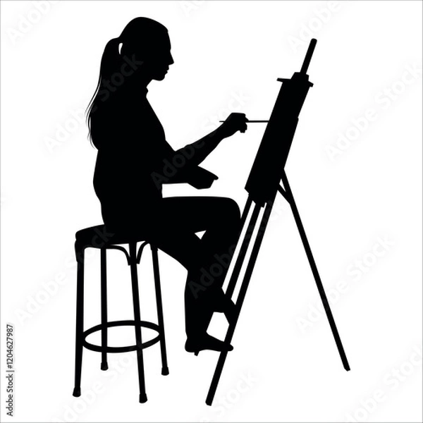 Fototapeta Drawing Artist Silhouette vector illustration