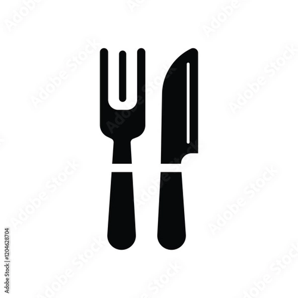 Fototapeta Fork and knife icon logo design template isolated illustration