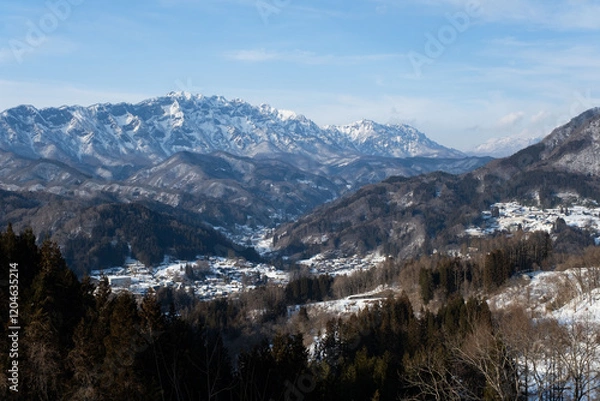 Obraz 信州鬼無里集落と戸隠連峰