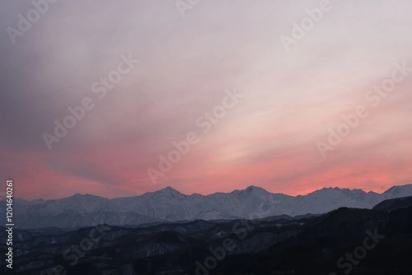 Obraz 夕暮れの北アルプス