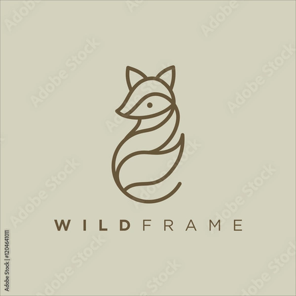 Fototapeta Minimalist line art logo featuring an animal like a fox or bird, with simple, elegant lines. The design focuses on dynamic form, perfect for nature, adventure, or modern lifestyle brands.