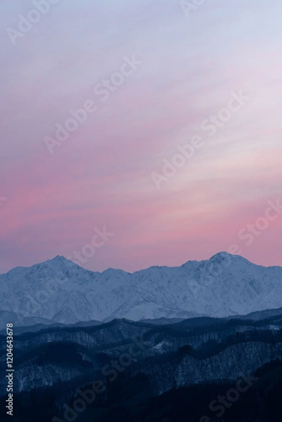 Obraz 夕暮れの北アルプス　鹿島槍ヶ岳と五竜岳