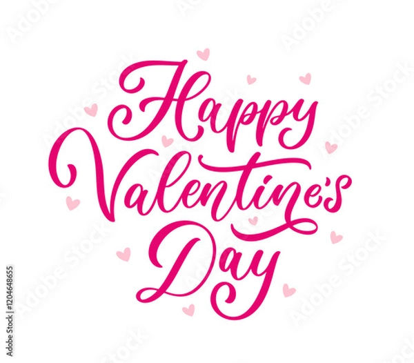 Fototapeta Happy Valentines Day typography design. Cute hand drawn text composition. Holiday hand lettering for valentines day.