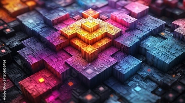 Fototapeta Abstract colorful 3D geometric cube pattern.