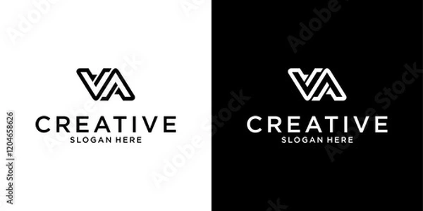 Fototapeta VA or AV initial letter logo design vector template