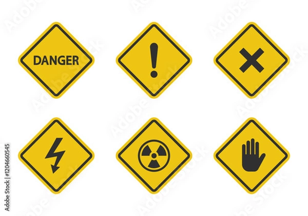 Obraz Warning sign set. Flat vector illustration. White background.