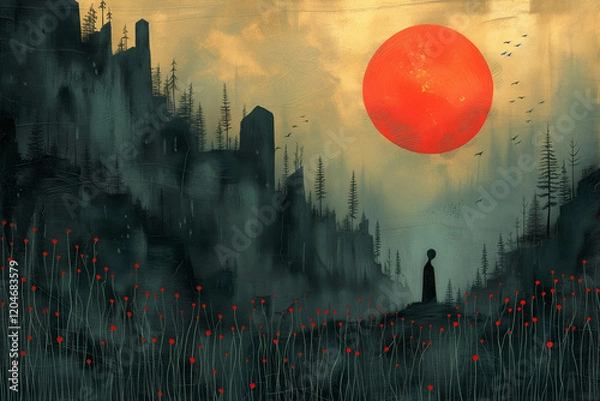 Obraz sunset in the mountains