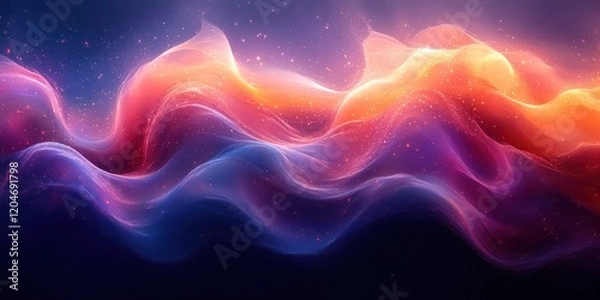 Fototapeta Iridescent Abstract Fluid Art Design with Colorful Curves and Dreamy Lighting