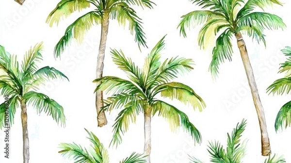 Fototapeta Tropical palm tree motifs illustrated in a charming hand-drawn style.